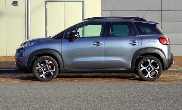 Almere, Netherlands - October 12, 2018: Grey Citroen c3 aircross parked on a public parking lot. Nobody in the vehicle.