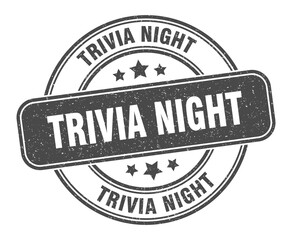 trivia night stamp. trivia night label. round grunge sign