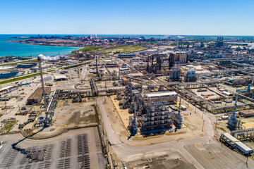 Aerial Overhead view of Petroleum Refinery Facilities