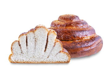 Roll bun with cinnamon on a white isolated background