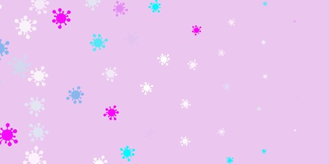 Light pink, blue vector backdrop with virus symbols.