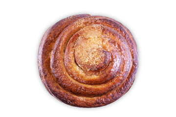 Roll bun with cinnamon on a white isolated background