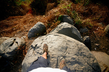 hiking in the mountains