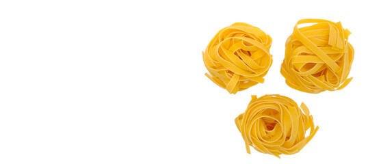 three balls of fresh Italian pasta on white isolate