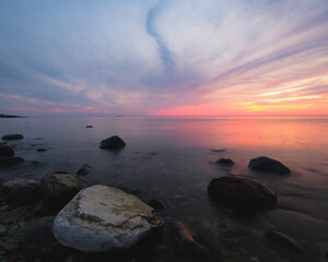 Fototapeta na wymiar Beautiful sunset at a beach at island of Öland in Sweden