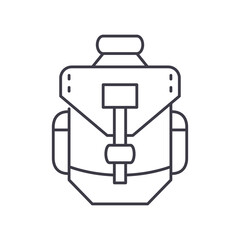 Backpack bag icon, linear isolated illustration, thin line vector, web design sign, outline concept symbol with editable stroke on white background.
