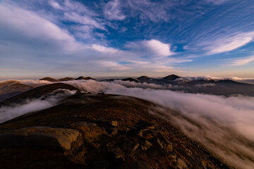 Slieve Binnian in The Mourne Mountains early morning cloud inversion, Annalong, County Down,...