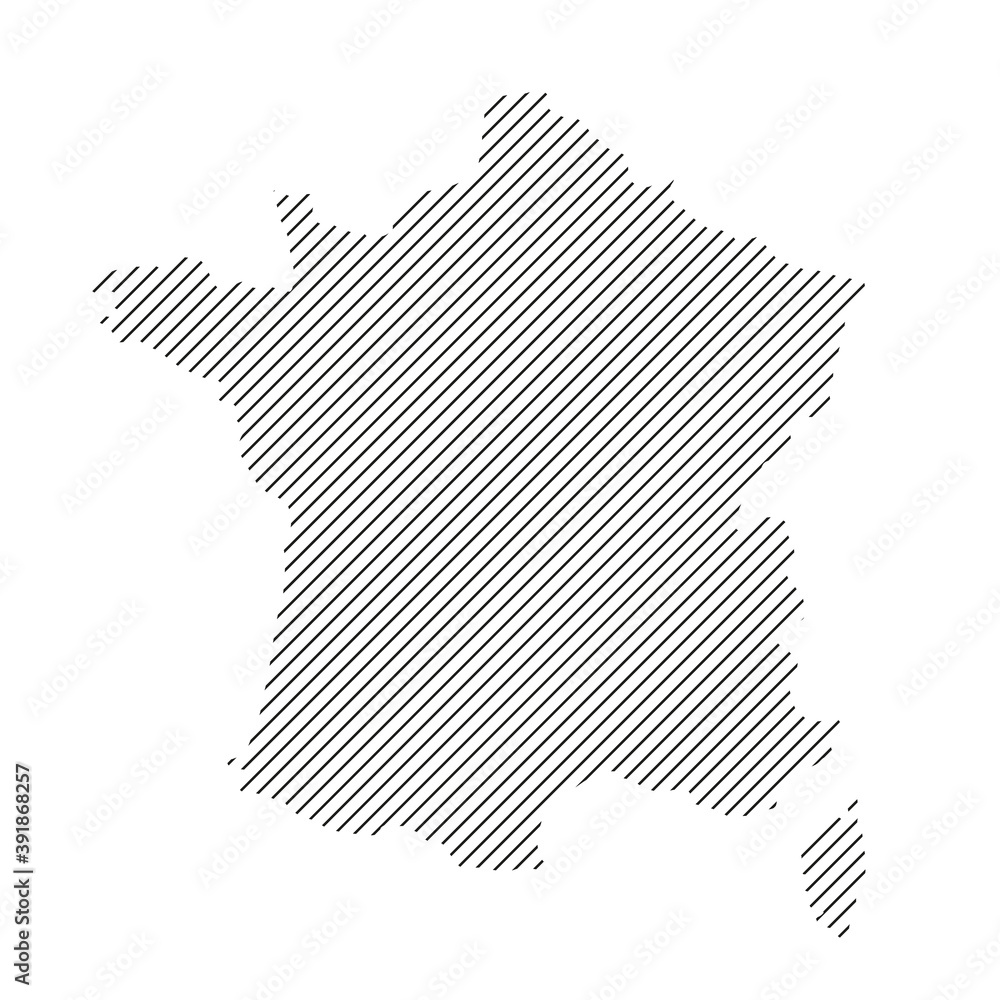 Poster france map from pattern of black slanted parallel lines. vector illustration.