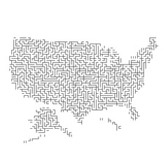 United States of America, USA map from black pattern of the maze grid. Vector illustration.