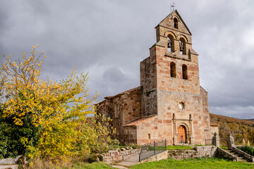 Fototapeta na wymiar church of San Juan, Villanueva de la Nía, Valderredible, Cantabria, Spain