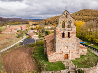 Fototapeta na wymiar church of San Juan, Villanueva de la Nía, Valderredible, Cantabria, Spain
