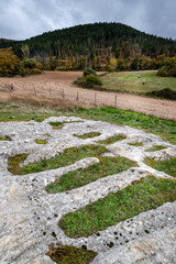 medieval anthropomorphic tombs, Cave church of Santa María de Valverde., Valderredible, Cantabria,...