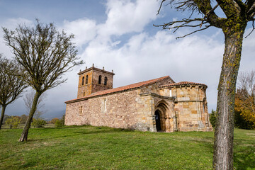 Fototapeta na wymiar church of Santa María La Mayor, Romanesque, 12th century, Villacantid,Cantabria, Spain