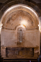 Obraz premium church of Santa María La Mayor, Romanesque, 12th century, Villacantid,.17th century wall paintings, Cantabria, Spain
