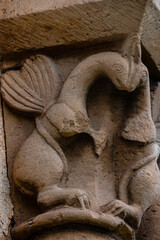 mystical butterflies, church of Santa María La Mayor, Romanesque, 12th century, Villacantid,Cantabria, Spain