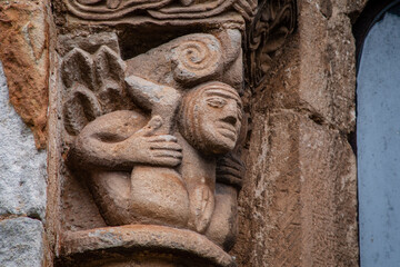 woman showing her sex, collegiate church of San Pedro de Cervatos, Romanesque, Cervatos, municipality of Campoo de Enmedio, Cantabria, Spain