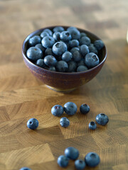 Tasty blueberry fruits at breakfast in summer
