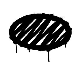 Oval graffiti spray banner. Graphic spray paint frame on transparent background