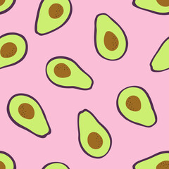 Avocado seamless pattern. Simple color design.