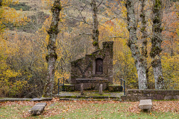 Pardomino Forest, area recreativa y altar, Picos de Europa Regional Park, Boñar, Castilla-Leon,...