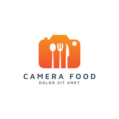 camera food negative space logo design