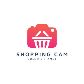 camera and shopping negative space logo design