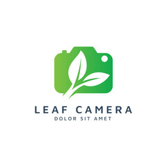 camera and leaf negative space logo design