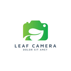 camera and leaf negative space logo design