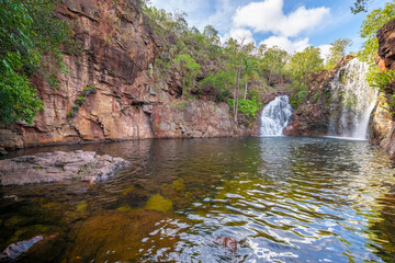 Fototapeta na wymiar The swimming holes at Florence Falls are among the most visited tourist attractions of Litchfield National Park in Australia's Northern Territory.