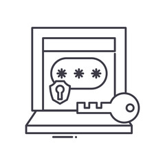 Authentication icon, linear isolated illustration, thin line vector, web design sign, outline concept symbol with editable stroke on white background.