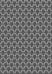 Geometric abstract ornamental seamless pattern. Stylish monochrome white line texture. Optical illusion effect. Grey color background is easy to change