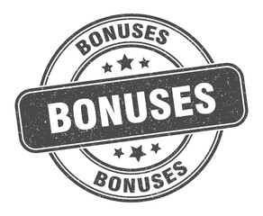 bonuses stamp. bonuses label. round grunge sign