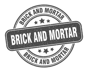 brick and mortar stamp. brick and mortar label. round grunge sign