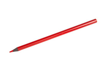 Red color pencil isolated on the white