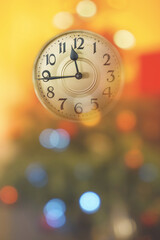 Retro style clock counting last moments before Christmass or New Year. Christmas and new years...