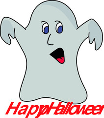 A cute little ghost doing boo to scare you