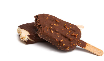 chocolate ice cream on stick isolated