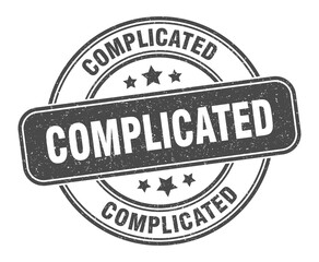 complicated stamp. complicated label. round grunge sign