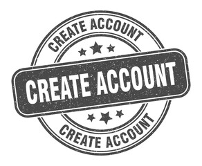 create account stamp. create account label. round grunge sign