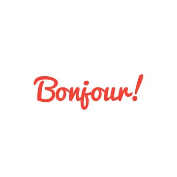 ''Bonjour'' (''hello'' in french) Lettering Illustration Red Design