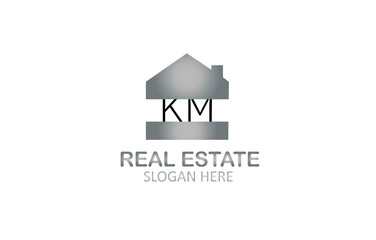 KM Letter Logo Real Estate Design