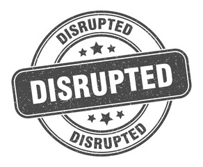 disrupted stamp. disrupted label. round grunge sign