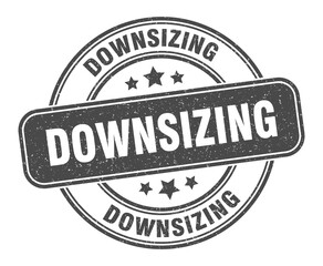 downsizing stamp. downsizing label. round grunge sign