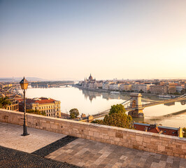 Naklejka premium Nice autumnal sunset over Budapest, Hungary
