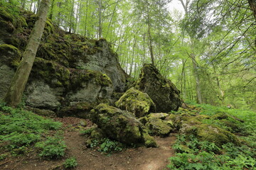 The remains of the Burkhardt Cave in the Swabian Alb which was blasted in spring 1945 by the Wehrmacht