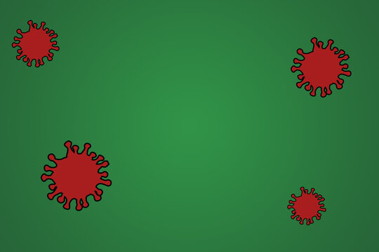 red corona virus in front of green background