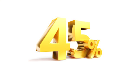 45% Golden symbol , 3D render