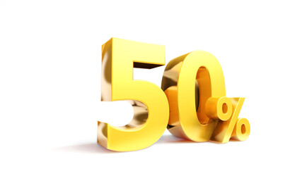 50% Golden symbol , 3D render