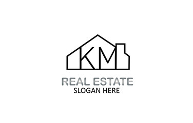 KM Letter Logo Design Real Estate