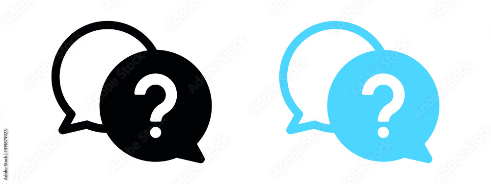 Poster question mark icon, help speech bubble sign, question bubble, faq icon for apps and websites